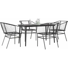 vidaXL 5-teiliges Garten-Esszimmerset aus schwarzem Polyrattanglas vidaXL