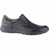 Jomos Herren Leder Slipper schwarz, Lederfutter, herausnehmbares Fußbett, Luftpolstersohle - Schwarz