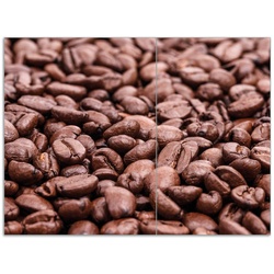 Wallario Herd-Abdeckplatte Frisch geröstete Kaffeebohnen, ESG-Sicherheitsglas, (Glasplatte, 2 tlg., inkl. 5mm Noppen), verschiedene Größen rot 70 cm x 52 cm