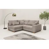 Mr. Couch Ecksofa Hilla L-Form, bis 140 kg belastbar, mit Taschenfederkern, wahlweise mit Bettfunktion braun