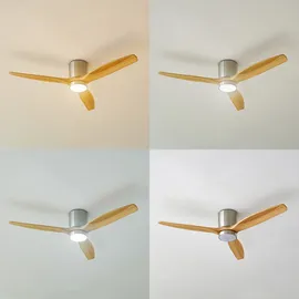 LUCANDE Faipari 26 cm Deckenventilator Nikkel/Holz