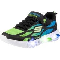 SKECHERS Jungen Flex-glow Dezlom Sneaker, Black Synthetic Textile Blue Lime Trim, 31