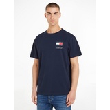 Tommy Jeans T-Shirt »TJM SLIM 2PACK S/S FLAG DNA TEE«, (Packung, 2er), mit großem Logodruck auf der Brust, Gr. M, Dark Night Navy/Lt Grey HTR, , 36769813-M