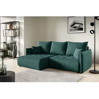 Fun Möbel Ecksofa Schlafsofa CANIO Stoff Monolith Grün Ottomane Links - Grün