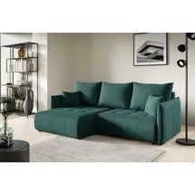 Fun Möbel Ecksofa Schlafsofa CANIO Stoff Monolith Grün Ottomane Links - Grün