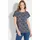 GOLDNER Halbarm Printshirt, U-Boot-Ausschnitt", in blau / stein, gemustert), | Gr.: 42,