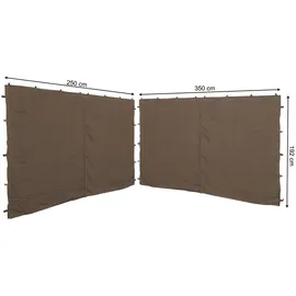 Quick Star Pavillonseitenteil 2 Seitenteile mit RV für Pavillon 3x4m, 350x192 cm beige|braun|grau 350 cm x 192 cm
