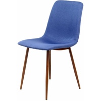 2er Stuhl Set Maggie 110 Blau Stoff Metall Holz Küchenstuhl