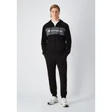 Champion Sweatanzug CHAMPION "Hooded Full Zip Suit", Herren, Gr. L, schwarz (nbk, nbk, igt), Obermaterial: 55% Baumwolle, 45% Polyester, Sportanzüge, mit Kapuze, mit durchgehendem Reißverschluss, für Sport und Freizeit