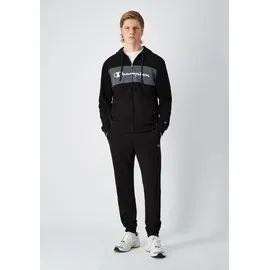 Champion Sweatanzug CHAMPION "Hooded Full Zip Suit", Herren, Gr. L, schwarz (nbk, nbk, igt), Obermaterial: 55% Baumwolle, 45% Polyester, Sportanzüge, mit Kapuze, mit durchgehendem Reißverschluss, für Sport und Freizeit