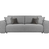 3-Sitzer INOSIGN "Beatrice Schlafsofa" Sofas Gr. B/H/T: 250cm x 92cm x 107cm, Struktur, ohne Bettfunktion-ohne Bettkasten, grau wahlweise auch mit Bettfunktion und Bettkasten, incl. 2 Zierkissen