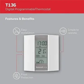 HONEYWELL HOME T136C110AEU T136: Programmierbarer Thermostat, weiß