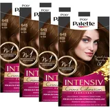 POLY PALETTE Intensiv Creme Coloration 6-65/645 Honigbraun Stufe 3 (4 x 115 ml), permanente Coloration für bis zu 8 Wochen intensiven Farbglanz & 100% Grauabdeckung