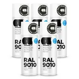COSMOS LAC Sprühlack Sprühdose - 400ml - Sprühfarbe für den DIY-Bereich, geeignet für alle Oberflächen - Lackspray (5, RAL 9010 - reinweiß matt)