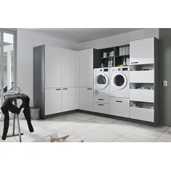 Schrank-Set EXPRESS KÜCHEN "Arta", grau (weiß, anthrazit), B:310cm, Kastenmöbel-Sets, Mehrzweckschrank, vormontiert, mit Soft-Close-Funktion, Stellbreite 310x190cm