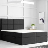 Möbel Punkt Boxspringbett PORTOFINO mit Bettkasten 180 x 200 cm Webstoff Schwarz Bett Bettkasten