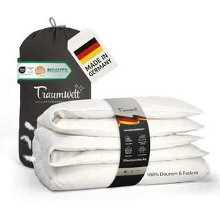 Traumwelt Natur Made in Germany Daunendecke 135x200 cm aus 100% reinen Federn & Daunen Klasse 1, Sommerdecke, Allergiker geeignet (nomite), Öko-Tex 100 Klasse 1 Zertifiziert, Downpass