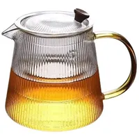 HIBNOPN Teekanne Teekanne gestreiftes Glas mit Griff verdickter hitzebeständiger 1000ml, 800 l 800 l