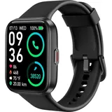 OKWISH Smartwatch, Smartwatch Damen Herren, 1,7" Fitness Tracker Uhren für Android iOS, IP68 Wasserdicht Pulsmesser Schrittzähler Aktivitätstrac... - Schwarz