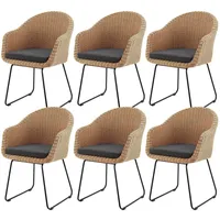 Juskys Cody Korbsessel 59 x 59 x 108 cm beige 6 St.
