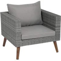 greemotion Polyrattan-Sessel Gomera für Indoor und Outdoor, Garten-Loungesessel aus strapazierfähigem Polyrattan, Dining-Sessel mit bequemen Kissen