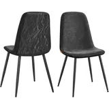 VASAGLE Esszimmerstühle, 2er-Set, Küchenstühle, Polsterstühle, Metallbeine, verstellbare Füße, pflegeleicht, Chenille-Stoff, PU mit Gletscher-Muster, schiefergrau