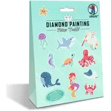 Ursus Diamantenstickerei Sticker "Sealife", Aufkleber mit verschiedenen Designs, Bastelset mit 2 Stickerbogen und passendem Werkzeug, 15 x 10 cm