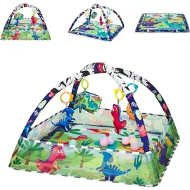 KIKKABOO Spielbogen, Krabbeldecke 2 in 1, Greiflinge, 18 Spielbälle, Bällebad blau