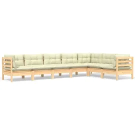 vidaXL Garten-Lounge-Set 7-tlg. creme Kiefer