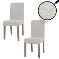MCW 2er-Set Esszimmerstuhl Littau, Stuhl Küchenstuhl Hochlehner, Stoff/Textil Bouclé