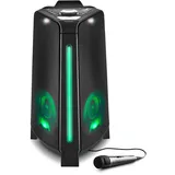 Medion P61552 (Partylautsprecher inkl. Mikrofon, Karaoke Partybox, Akku, Bluetooth, True Wireless Stereo, 2X 220 Watt, Lichteffekte, USB, AUX, 2X Mikrofonanschluss, Kompaktanlage)