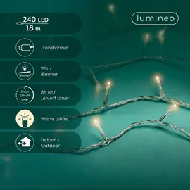 Lumineo LED-Lichterkette 240 LED 18 m transparent warmweiß