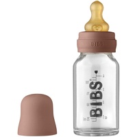 Bibs Baby Glass Bottle, Vermindert Koliken, Runder Sauger aus Naturkautschuklatex, Unterstützt das Stillen. Hergestellt in Dänemark, Complete Set 110 ml, Woodchuck