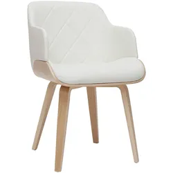 Chaise design blanc et bois clair LUCIEN