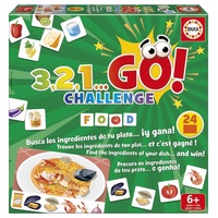 Educa 19392, 3,2,1 GO Challenge Food, Suchspiel auf Zeit für Erwachsene und Kinder ab 6 Jahren, mit 24 leckeren Gerichten zum Nachlegen