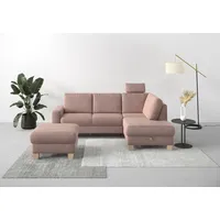 Home Affaire Ecksofa »Summer L-Form«, mit Ottomane, wahlweise mit Bettfunktion und Bettkasten, Cord-Bezug rosa