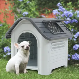 [en.casa] Hundehütte Bello 87 x 72 x 75 cm grau