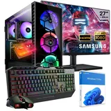 KRAFTPC Gaming PC Komplett-Set AMD Ryzen5 5600GT - Radeon VEGA Grafik - 500GB M.2 SSD -16GB DDR4 - Win11 - WLAN - Samsung 27" TFT - Tastatur/Maus - Schwarz