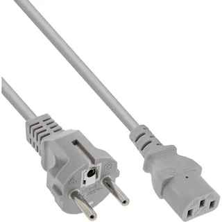 InLine Netzkabel, Schutzkontakt gerade auf Kaltgerätestecker C13, 5m, grau