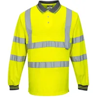 PORTWEST Langarm Warnschutz Polo Shirt, Größe: XXXL, Farbe: Gelb,