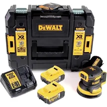 DeWalt DCW 210 P2 Akku Exzenterschleifer Brushless 18V 12.000U/min 125mm + 2x Akkus 5,0 Ah + 1x Schnellladegerät in TSTAK