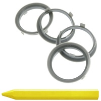 4X Zentrierringe 60,1 x 54,1 mm Grau Felgen Ringe + 1x Reifen Kreide Fett Stift