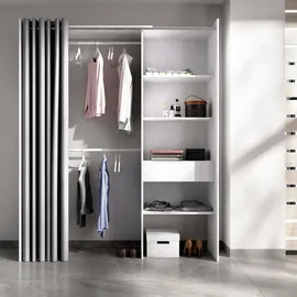 Dmora Kleiderschrank Wetterhorn 160 x 205 x 50 cm Weiß/Grau