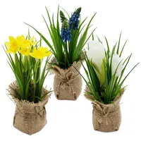 Spetebo Deko Kunstblume im Jutesäckchen 19 cm - 3er
