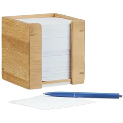 relaxdays Zettelbox braun inkl. 900 Notizzettel