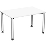geramöbel Flex Schreibtisch weiß, silber rechteckig, 4-Fuß-Gestell silber 120,0 x 80,0 cm