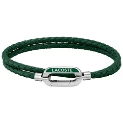 Armband LACOSTE "Schmuck Edelstahl Armschmuck Lederarmband STARBOARD", grün (grün, edelstahlfarben), Armbänder, Herren, Leder-Edelstahl, Leder, Edelstahl