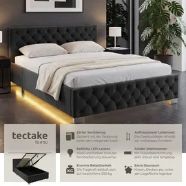 Tectake Polsterbett 120 x 200 cm Schwarz