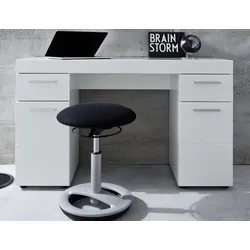 Schreibtisch Amanda in Hochglanz weiß Laptoptisch für Homeoffice und Büro 120 x 76 cm
