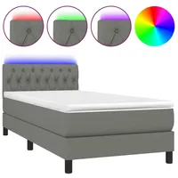 VidaXL Boxspringbett mit Matratze & LED Dunkelgrau 100x200 cm